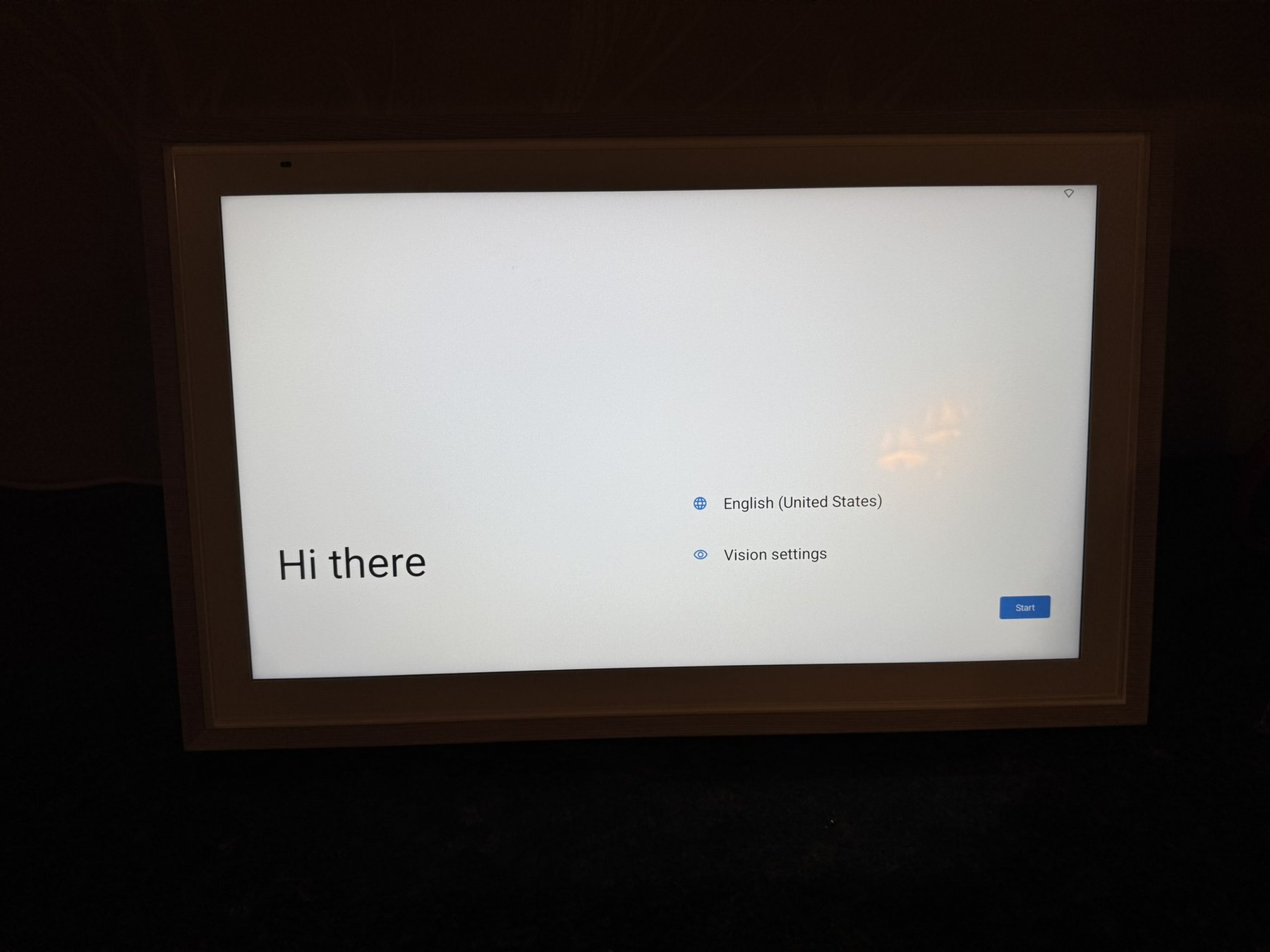 Initial Android setup screen on the ApoloSign digital calendar