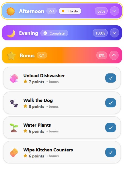 side-right w-280 h-620 Bonus Tasks in the MyChoreBoard child interface