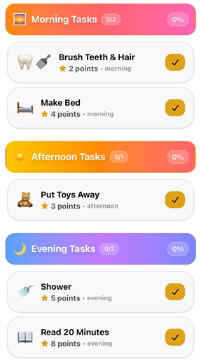 Parent and child using a digital chore app together