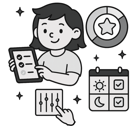 Parent and child using a digital chore app together